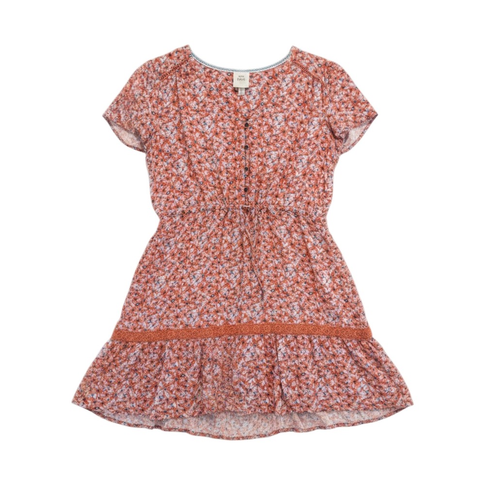 Knox Rose Floral Mini Dress Womens XL Boho Hippie Peasant Cottagecore Pockets